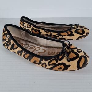 Sam Edelman Felicia Ballet Flats Womens 8 Black Leopard Print Calf Hair Shoes